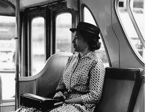 Image of Rosa Parks on bus