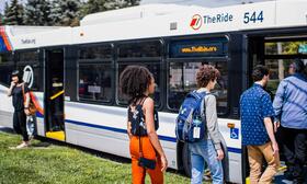 Photo of riders boarding bus